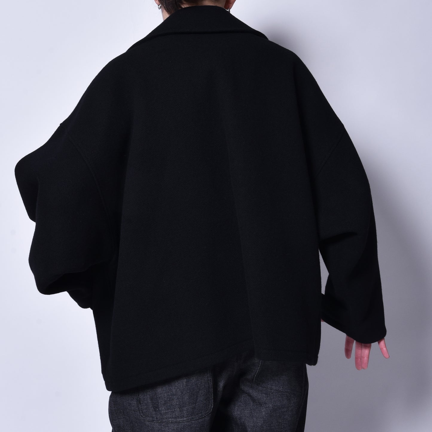 rin / Wool Short Wide Big Coat BK
