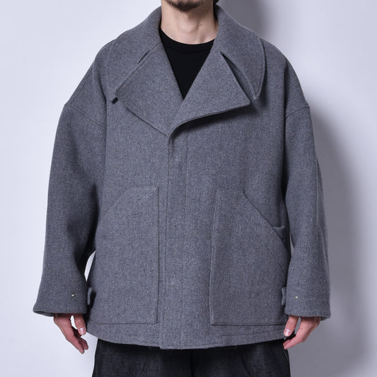 rin / Wool Short Wide Big Coat GREY