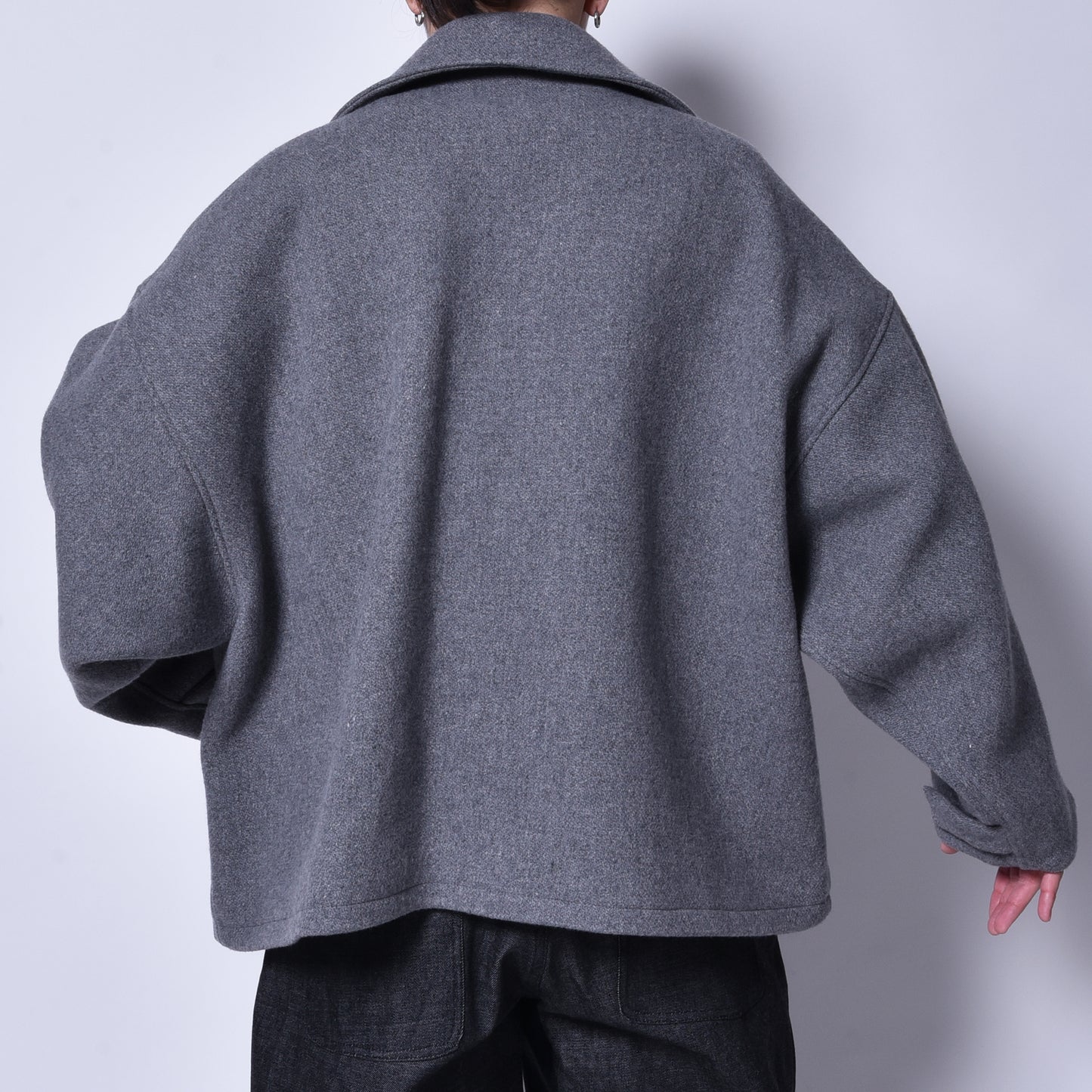 rin / Wool Short Wide Big Coat GREY