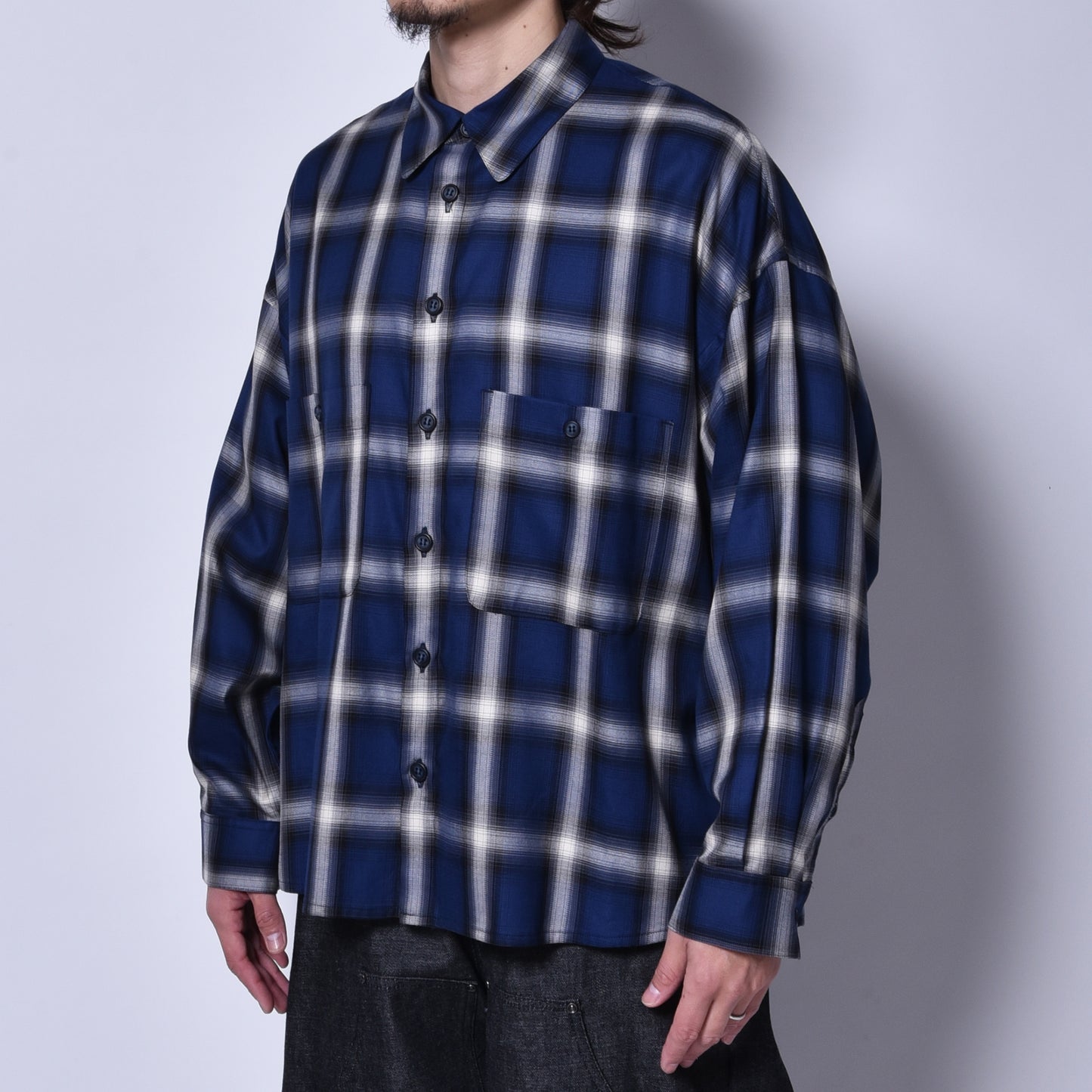 rin / Big Wide L/S Shirts BLUE