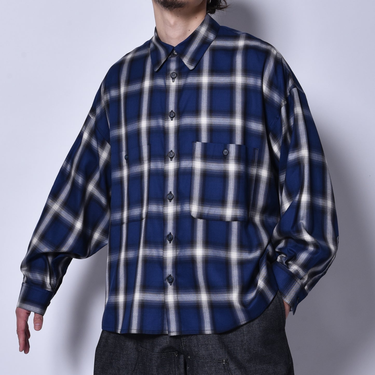 rin / Big Wide L/S Shirts BLUE