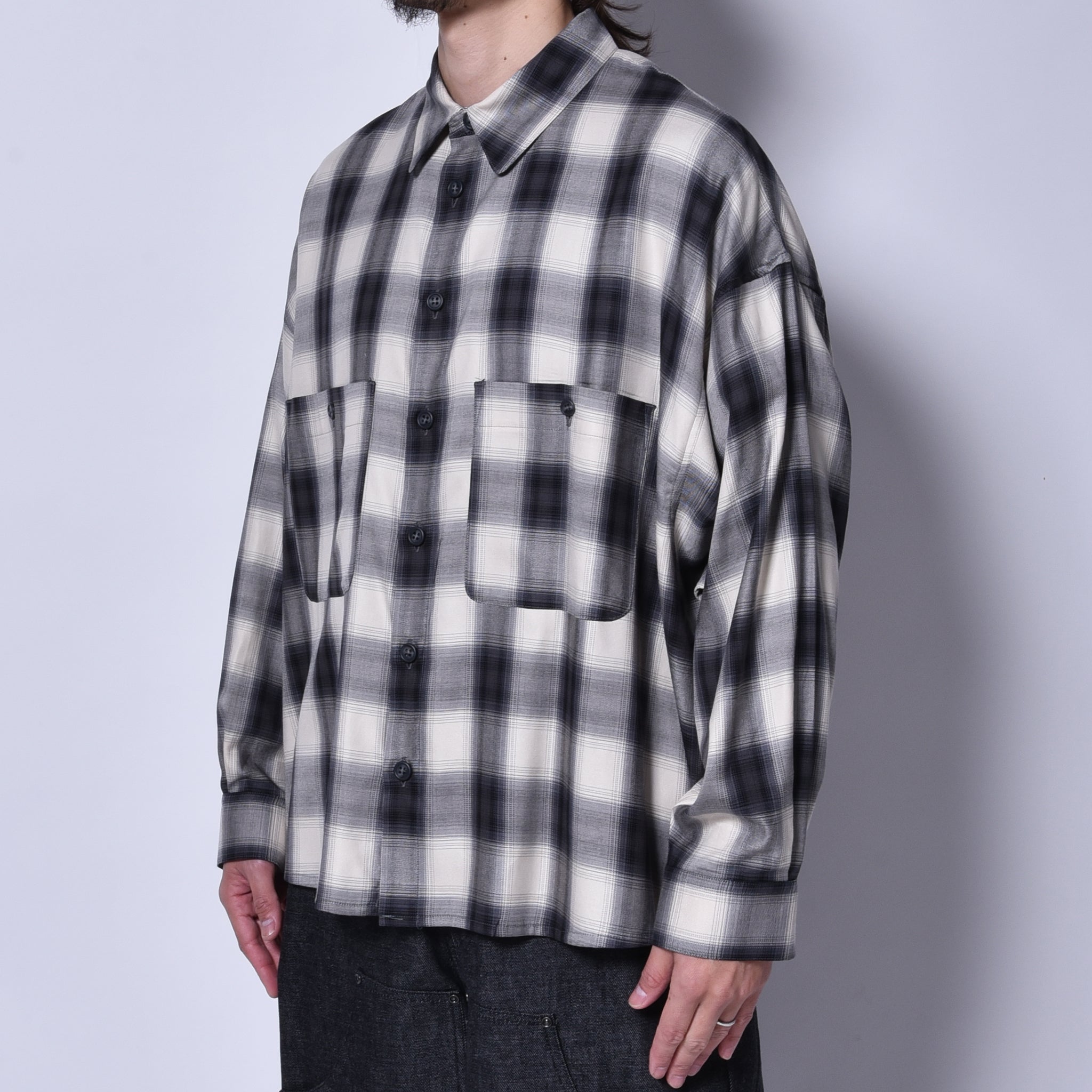 rin / Big Wide L/S Shirts BK WH – TTAGGG