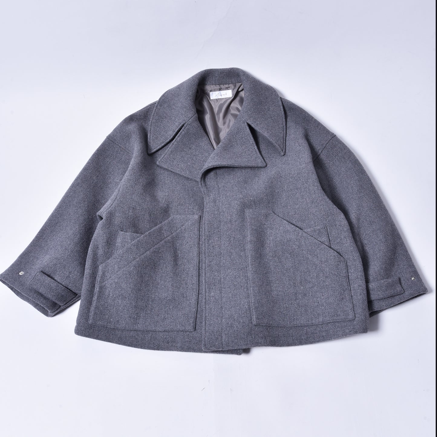 rin / Wool Short Wide Big Coat GREY