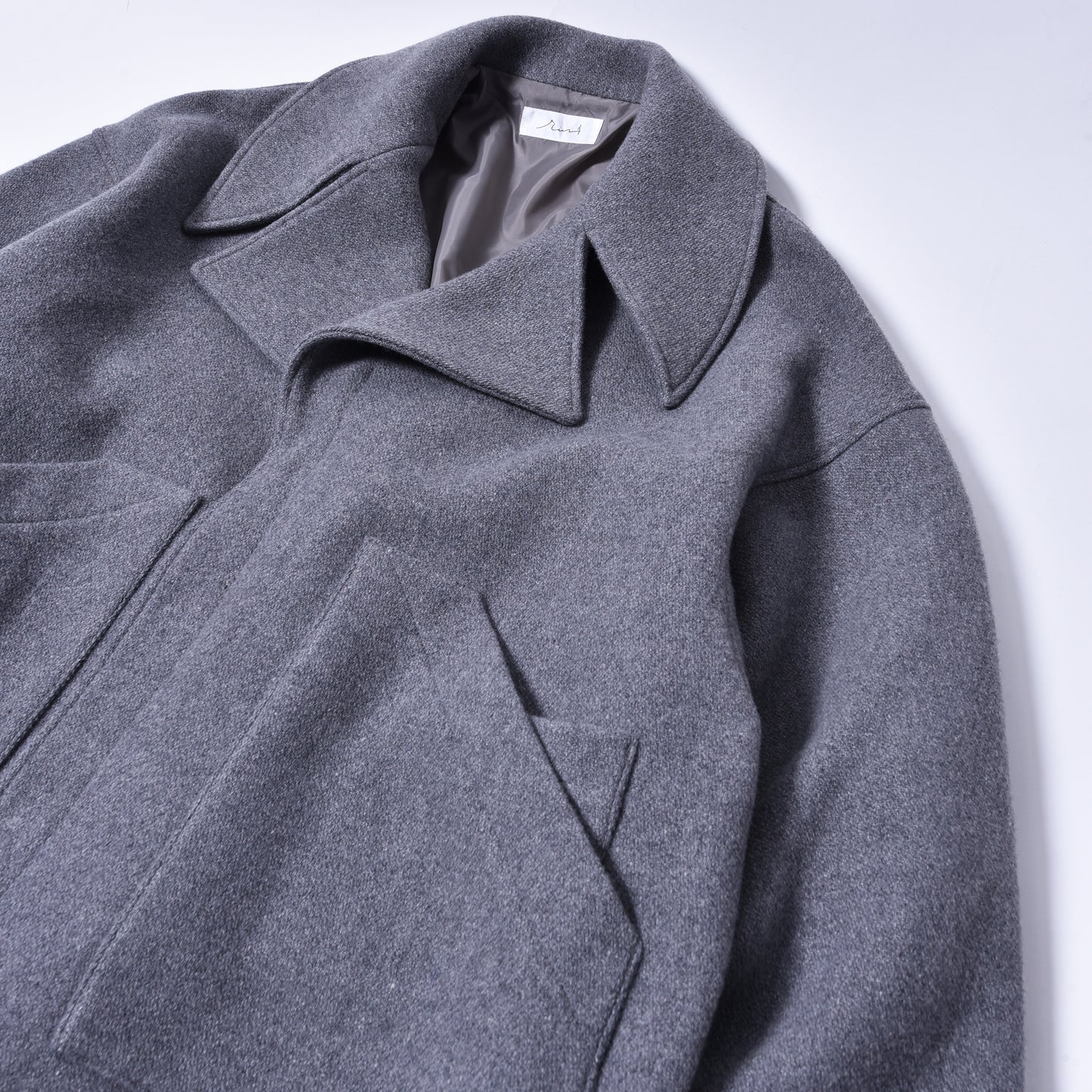 rin / Wool Short Wide Big Coat GREY