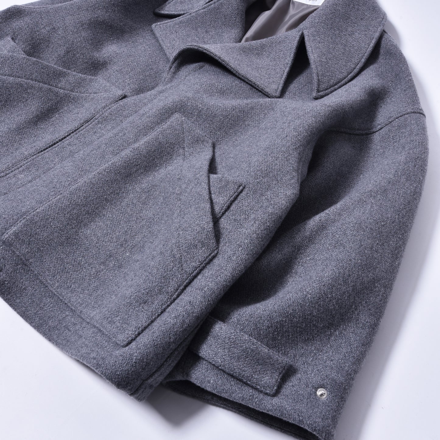 rin / Wool Short Wide Big Coat GREY
