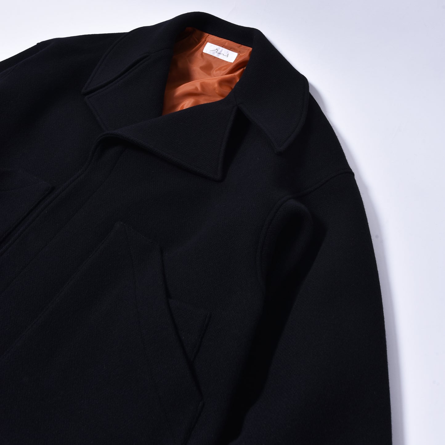 rin / Wool Short Wide Big Coat BK