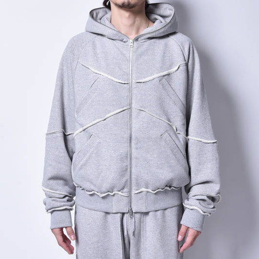 rin / Cut Sweat Full Zip Hoodie GREY