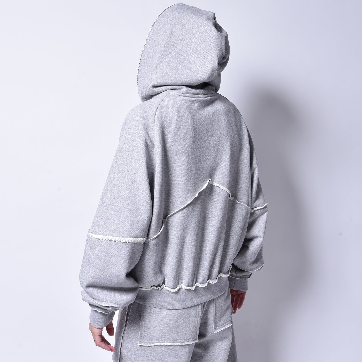rin / Cut Sweat Full Zip Hoodie GREY