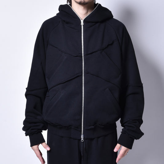 rin / Cut Sweat Full Zip Hoodie BK