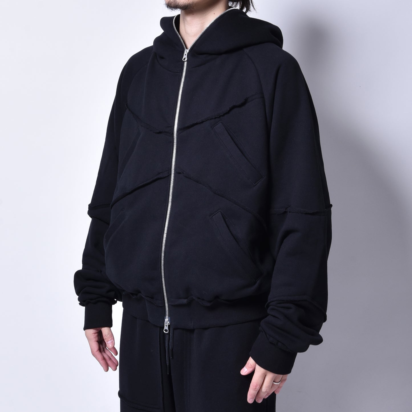 rin / Cut Sweat Full Zip Hoodie BK