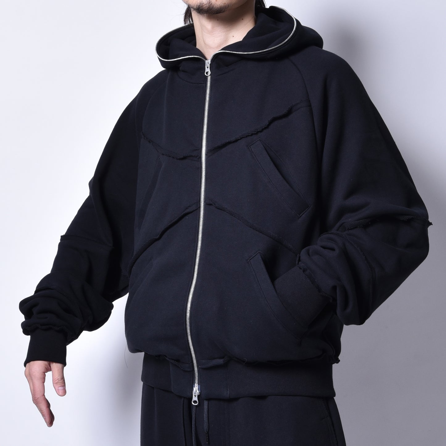 rin / Cut Sweat Full Zip Hoodie BK