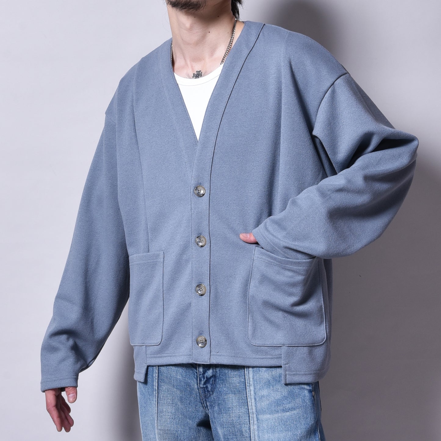 rin / Air Switch Cardigan BLUE GREY