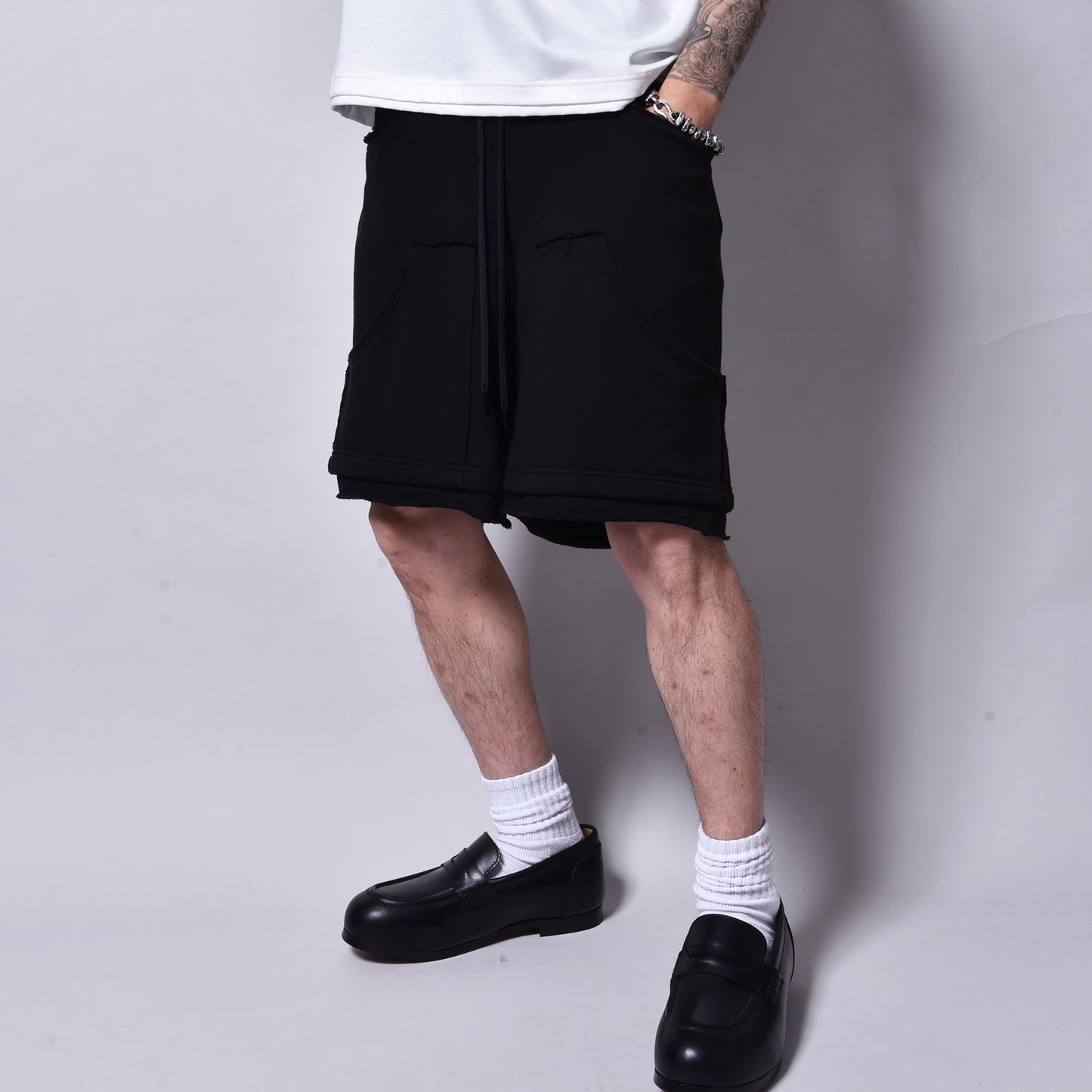 rin / Cut Dad Sweat Short Pants BK