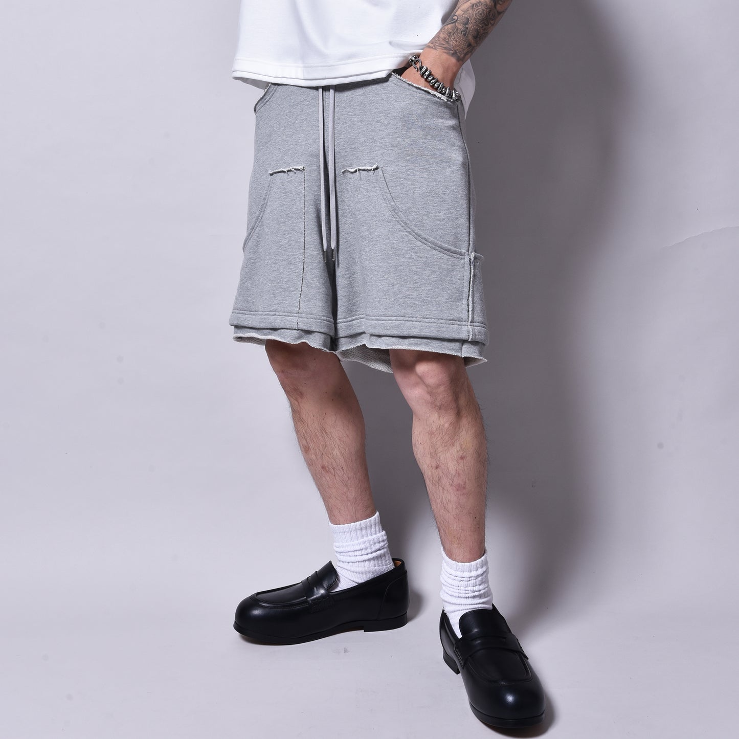 rin / Cut Dad Sweat Short Pants GREY