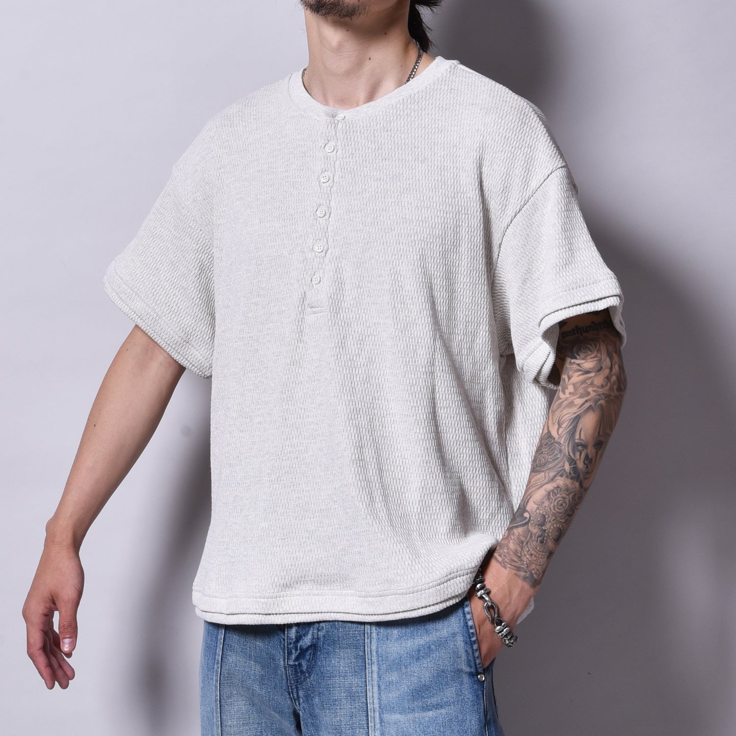 rin / Honeycomb Henry S/S Tee GREIGE
