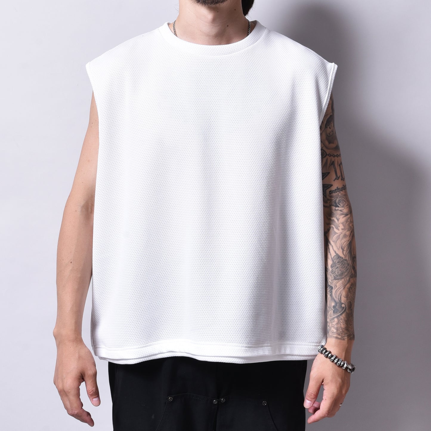 rin / Mesh No Sleeve Tee WH