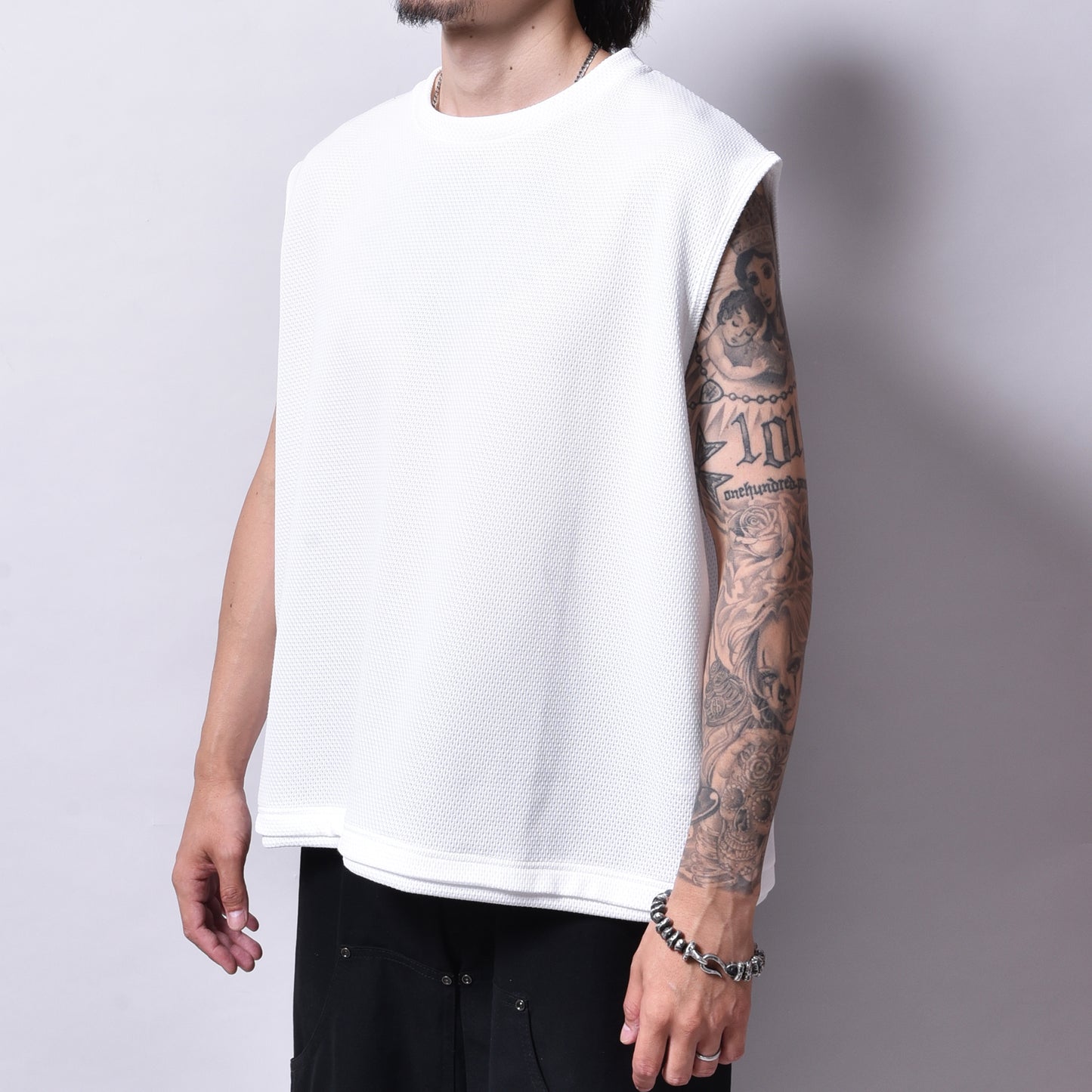 rin / Mesh No Sleeve Tee WH