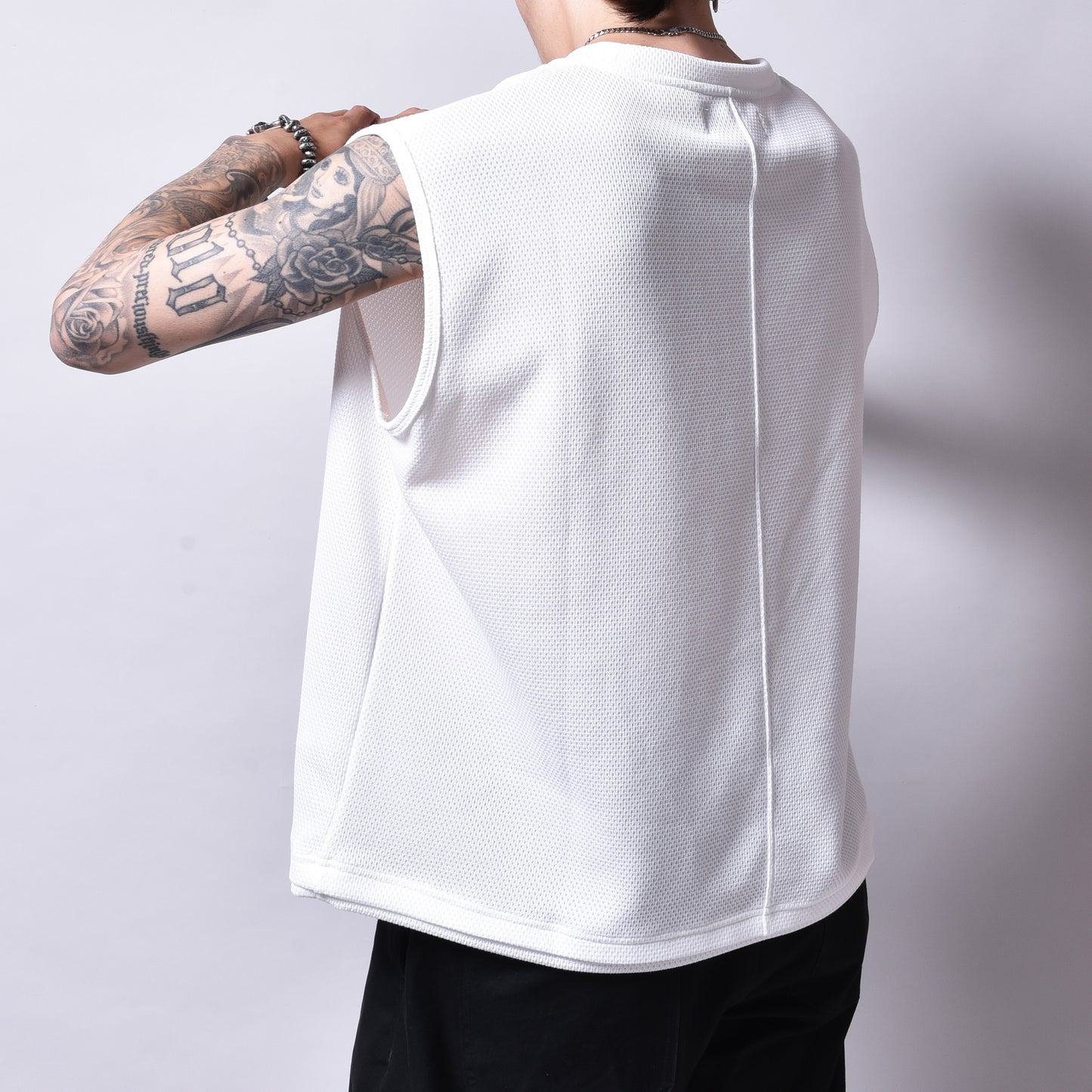 rin / Mesh No Sleeve Tee WH