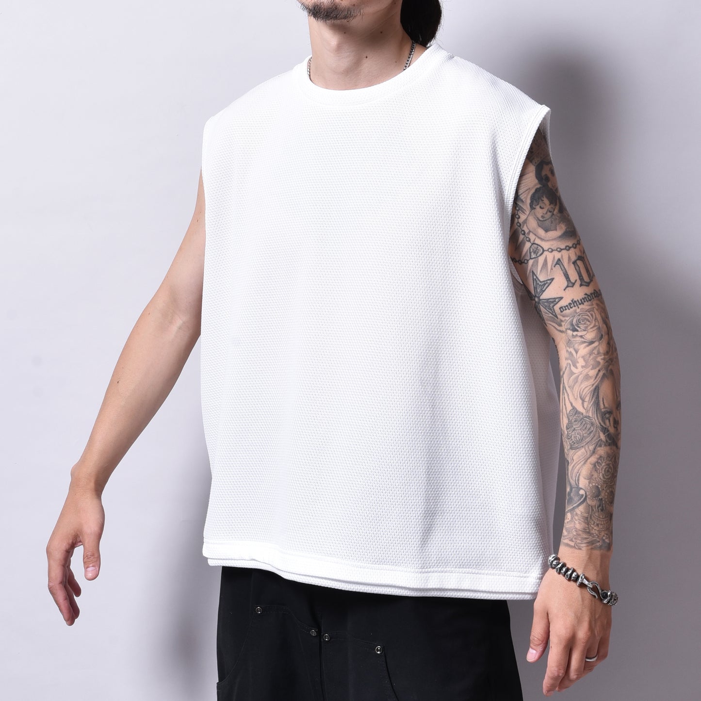 rin / Mesh No Sleeve Tee WH