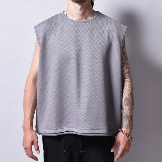 rin / Mesh No Sleeve Tee GREY