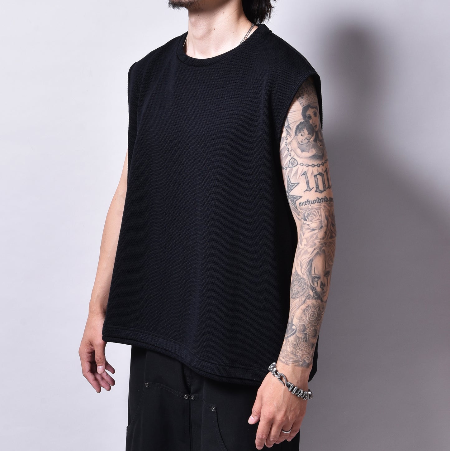 rin / Mesh No Sleeve Tee BK