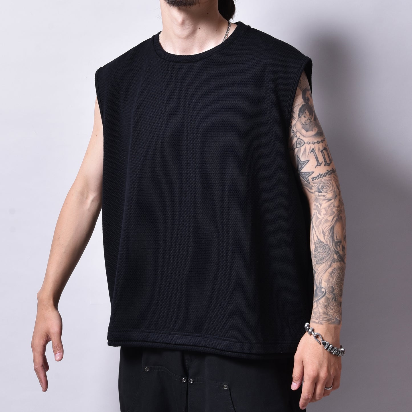 rin / Mesh No Sleeve Tee BK