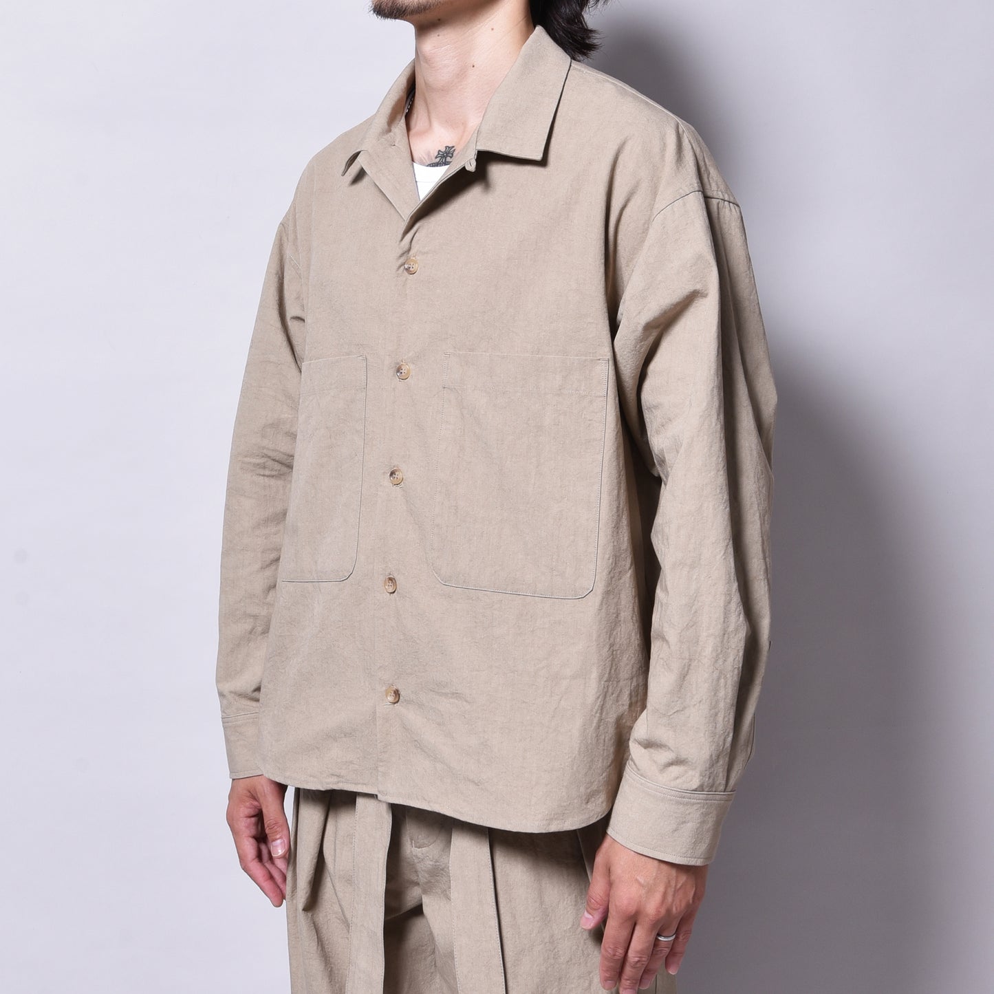 rin / Washer OP L/S Shirt BEI