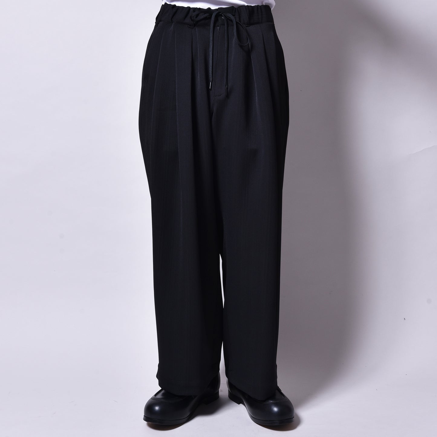 rin / 3Tuck Drape Slacks Pants BK
