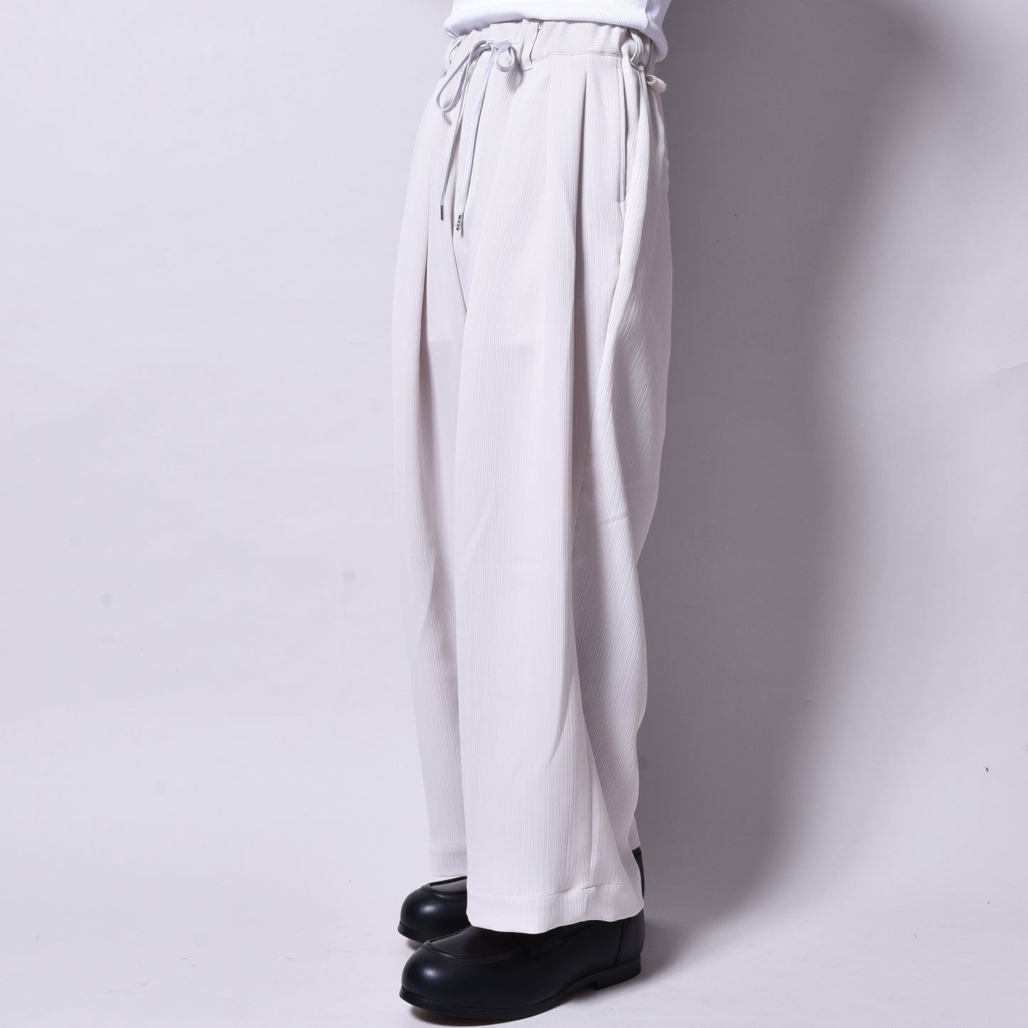 rin / 3Tuck Drape Slacks Pants WH GREY