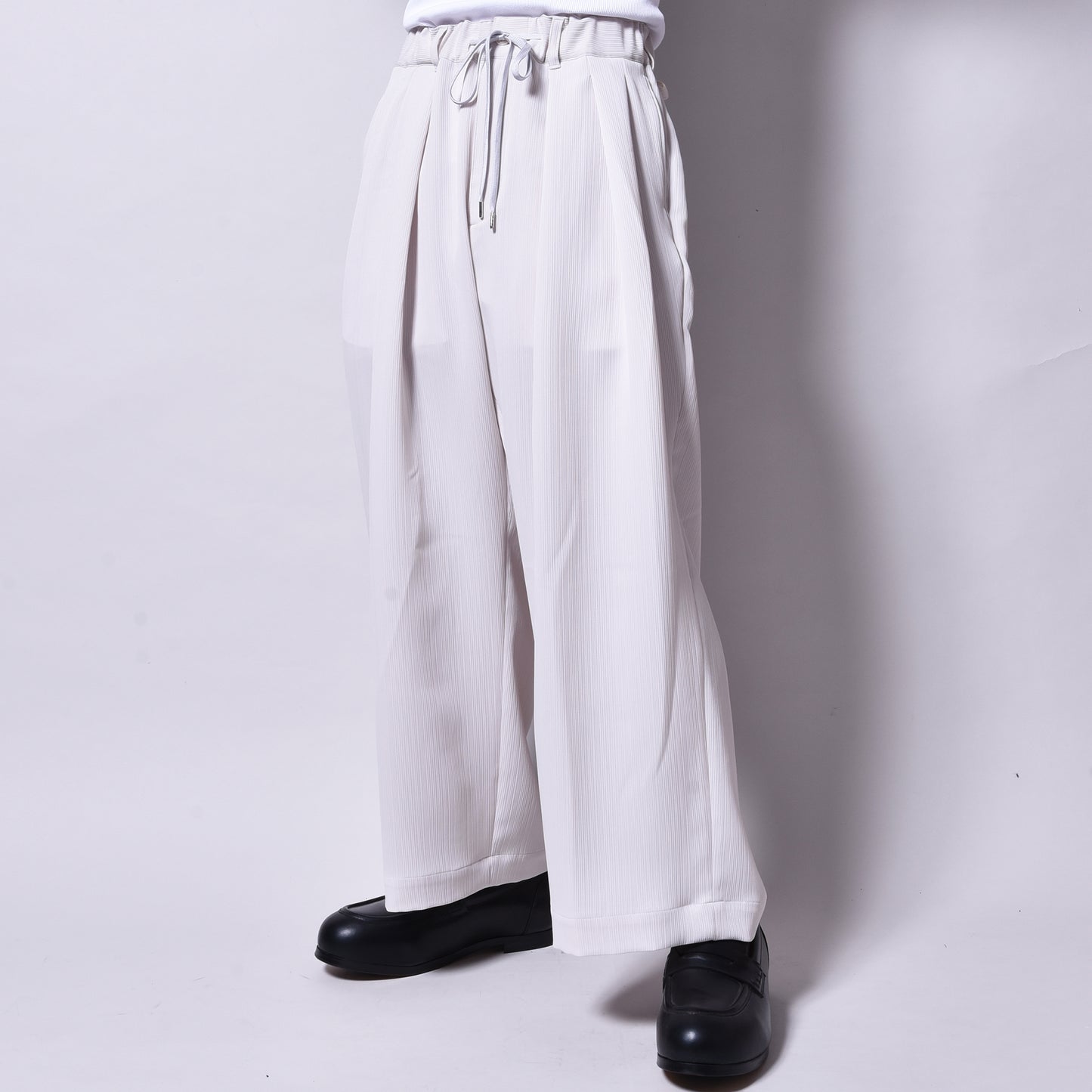 rin / 3Tuck Drape Slacks Pants WH GREY