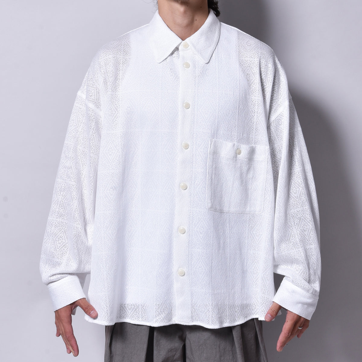 rin / Mesh Knit Big L/S Shirt WH