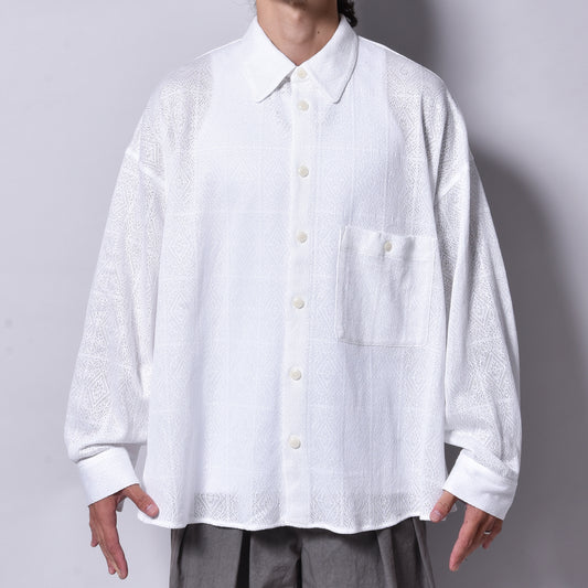 rin / Mesh Knit Big L/S Shirt WH